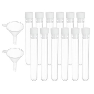50Pcs 75x12mm Plastic Test Tubes with Stopper and Funnel, White