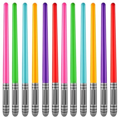 Inflatable Light Sabers for Kids - (Pack of 12) 35-Inch Neon Color Blow-Up Toy S