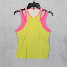 SOFIBELLA Faux Layered Made In USA Stretch Racerback Tank Top Yellow Size Medium
