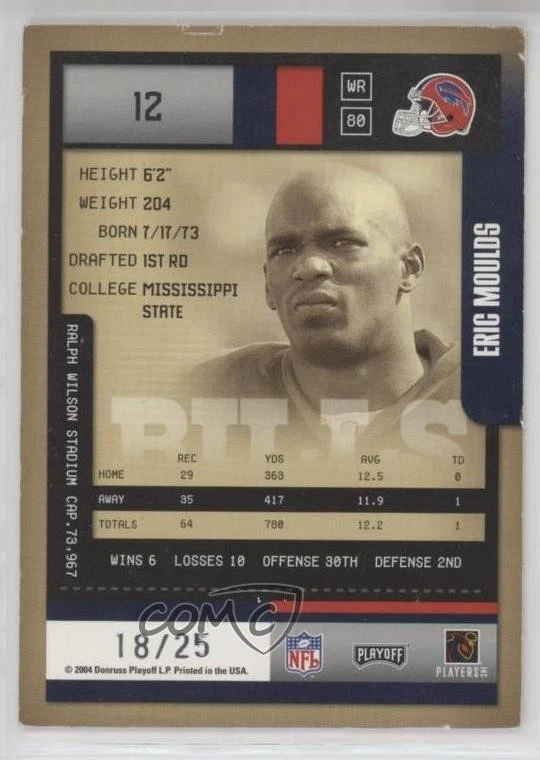 2004 Playoff Contenders Hawaii Trade Conference /25 Eric Moulds #12 - Image 2 of 2