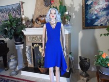 Roland Mouret Cobalt Blue Asymmetric Hem V-Ne...