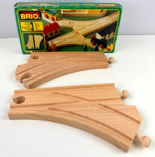 Vintage BRIO Wooden Railway Train Curved Switching Tracks 33346 Made in Sweden