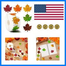 500Pcs Fall Thanksgiving Leaf Stickers 5 Colors Holographic Maple Leaf Decals...