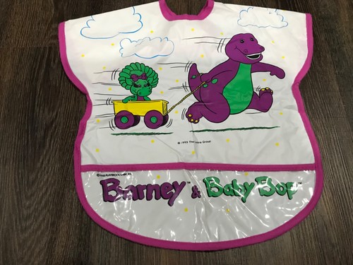 Vintage 1993 Barney Playskool Baby Snap-on Bib Plastic