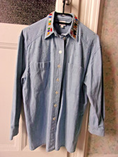 Tolles BLUSENHEMD Jeansoptik, sehr dekorativer Kragen - von ALBA MODA - Gr. 38