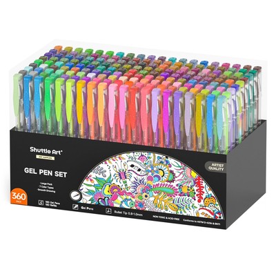 360 Pack Gel Pens Set, 180 Colors Gel Pen Set Plus 180 Color Refills Perfect ...