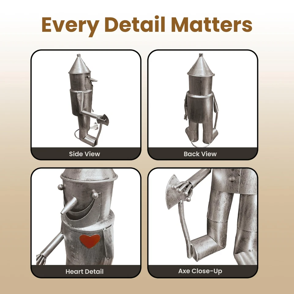 Estátua de homem de lata ao ar livre – Decoração extravagante de jardim de metal para gramado ou pátio – Exclusiva... - Imagem 4 de 4