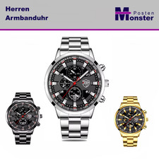 Armbanduhr Herren Uhr Quartz Edelstahl Business Modern Silber Gold Schwarz …
