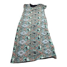 Womens Aztec Print Maxi Dress Lace Back Sleeveless Boho Sz Bust 17in