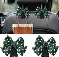 2PCS Car Seat Headrest Hooks, Cute Bow Vehicle Seat Back Hanger for Purse Coat U