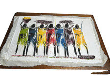 Tribù africana Masai acrilico su dipinto di cotone, tela arrotolata (senza cornice)