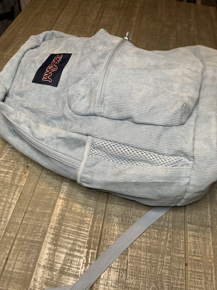 Mochila de pana azul claro Jansport Cross Town Plus escuela senderismo monopatín Foto 4 de 4