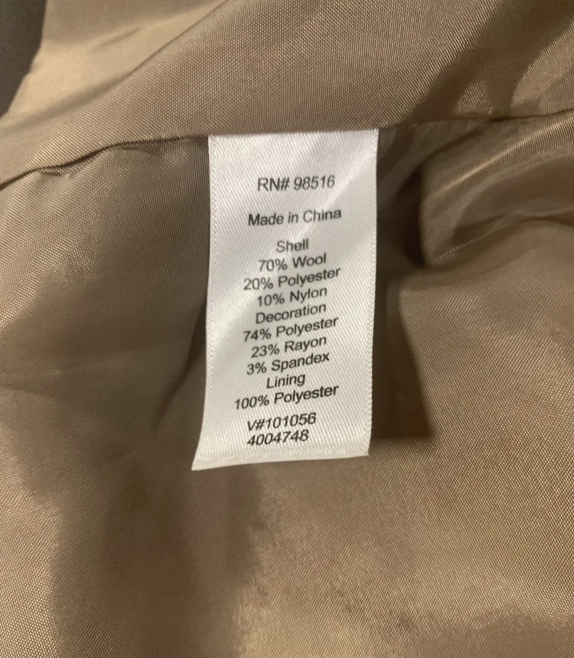 Chaqueta Coldwater Creek Talla P12 Espiga Tweed Mezcla de Lana 3 Botones Forrada Marrón Foto 4 de 4