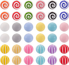 15Mm Silicone Beads for Pen 72Pcs Colorful round Stripe Silicone Focal Beads Loo