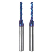 2pcs Ball Nose End Mill 1/16" Radius 1/4" Shank Carbide Nano Coated 2 Flutes