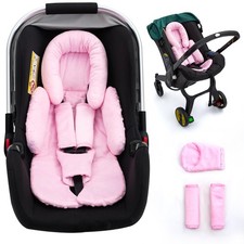 Infant Car Seat Insert with 3 Shoulder  Crocth Covers, Thickened Pink