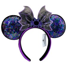 USA SHIP Disney Parks Loungefly Halloween Spiderweb Minnie Sequin Ears Headband