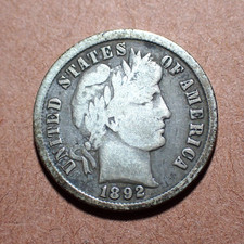 1892 Barber Dime  VG+