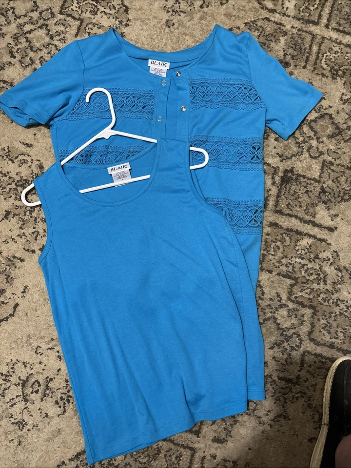 Blusa informal y camiseta sin mangas Blair 2 piezas turquesa frontal a presión Foto 3 de 3