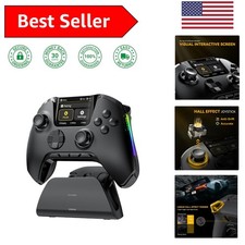 Ergonomic Wireless Controller With Hall Effect Joystick Charging Dock - Black