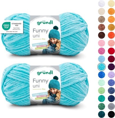 Gründl Wolle Funny uni - dicke weiche Chenille Wolle zum Häkeln - Häkelwolle - S
