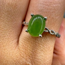 925 Sterling Silver Ring 8x6mm Green Natural Emerald Gemstone Jewelry Women NEW
