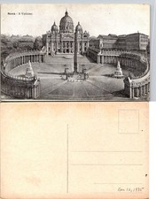 Vintage Roma Il Vaticano Postcard St Peters Square Unposted Dec 12 1935 Italy