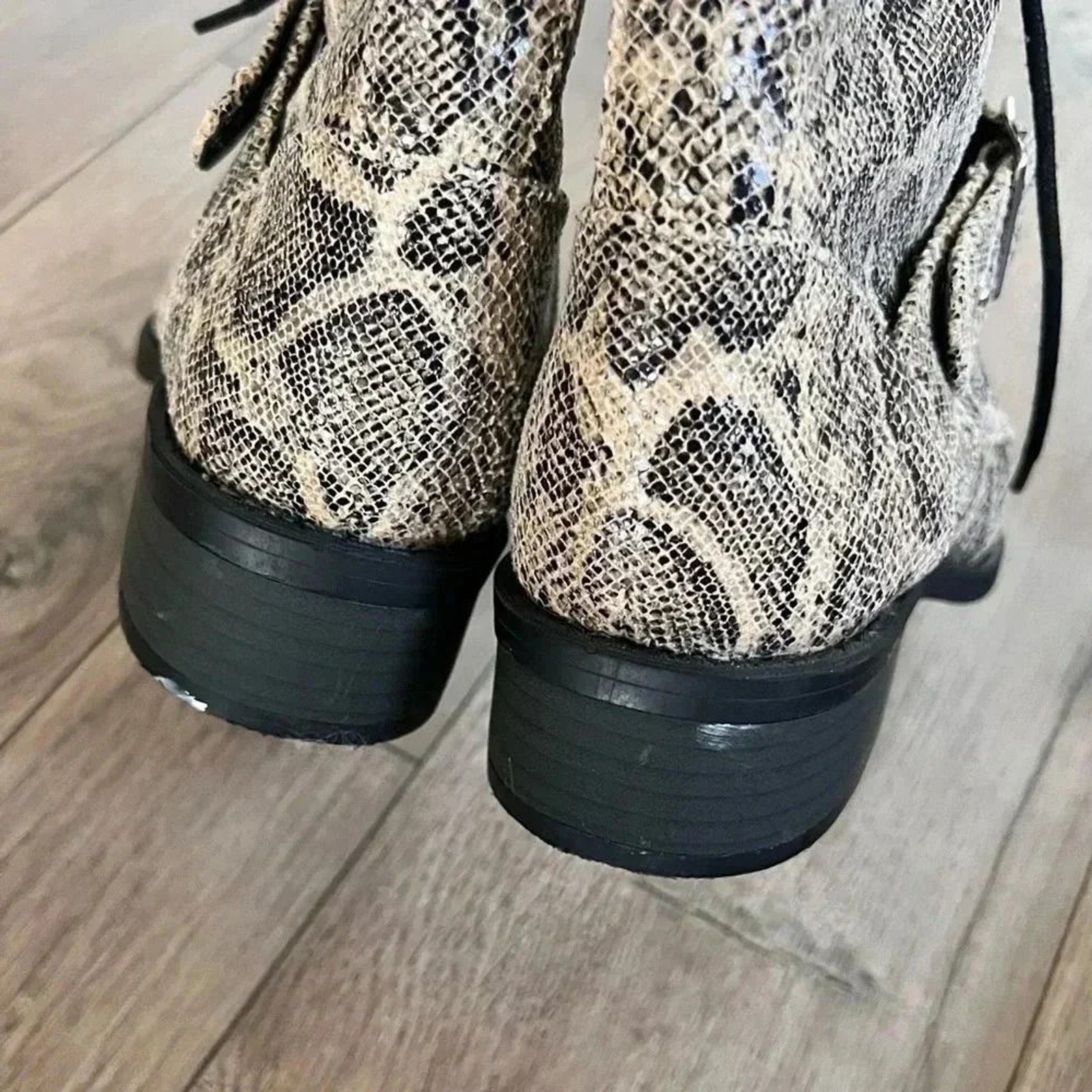 EXPRESS Python Snake Print Lace Up Combat Boots S… - image 5