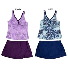 ZeroXposur Women s Lightweight 2 Piece Ruffle Tankini Set