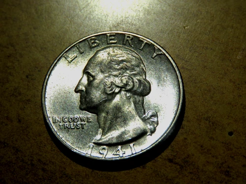 Nice PROBLEM FREE Brillant Uncirculated 1941-P Washington Silver Quarter S5