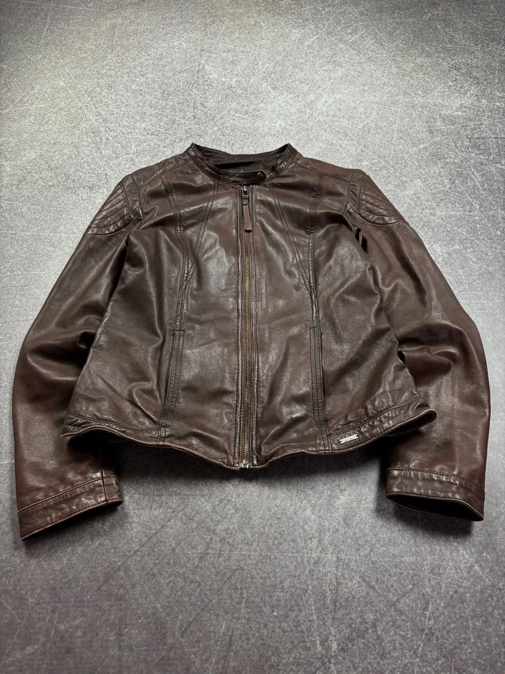 Chaqueta de Cuero Informal Vintage Diesel Rick Owens Tipo Recortada Motociclista Motociclista Foto 2 de 4