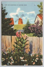 Vintage Cape Cod Windmill Linen Postcard by Tichnor Bros, 1930-45