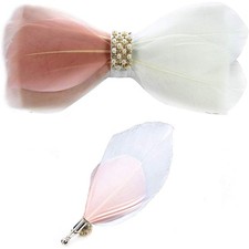 Feather Bow Tie Peacock Pre-tied Bow tie Brooch Sets Tuxedo Banquet Necktie
