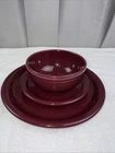 Fiesta Burgundy 3 Piece Set Homer Laughlin Dinner Plate Dessert Plate And Bowl