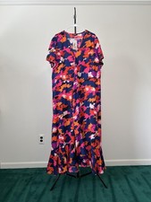 Tropical Floral Print Long Beach Kimono Cover-up.