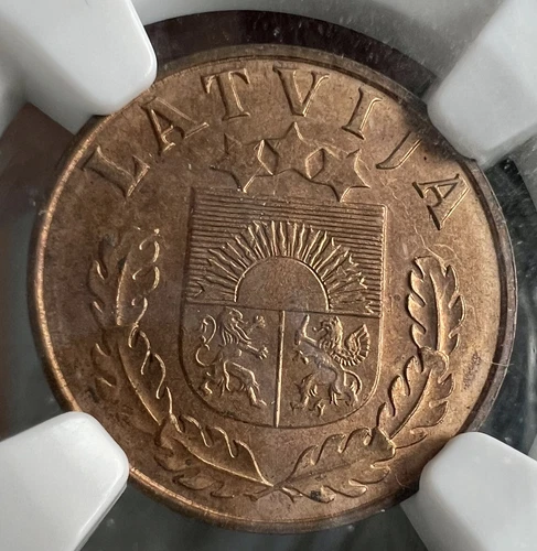 1939 Latvia 1 One Santims NGC MS64 RB Vintage Slabbed World Collectible Coin *