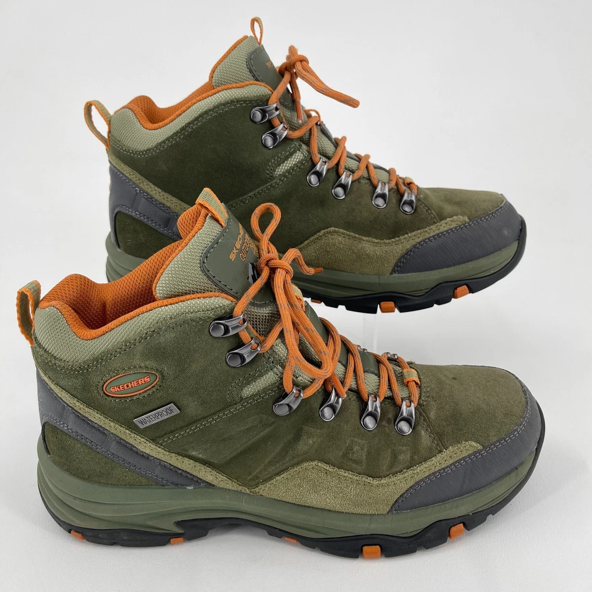 Skechers Outdoors Olive Green Leather Lace Up Hiking 9.5 eBay