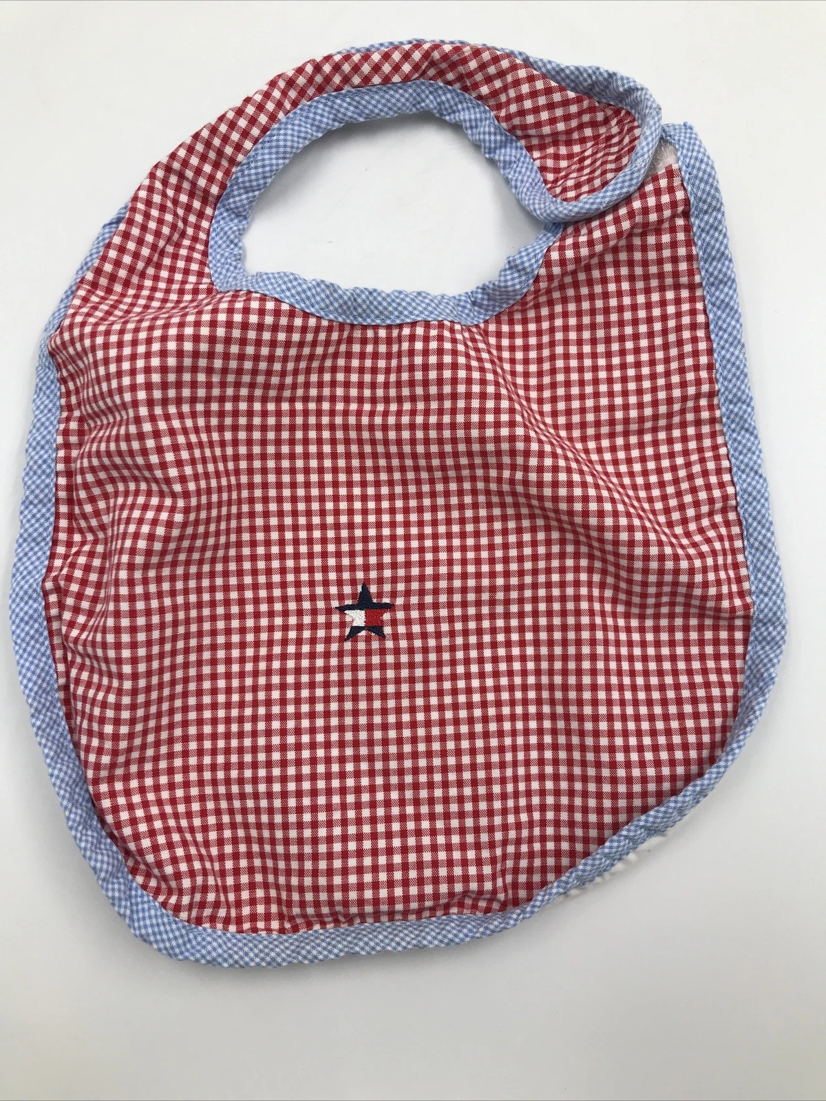 Tommy Hilfiger Vintage Reversible Bib Hook & Loop Red White & Blue Star Plaid
