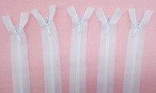 5 PEZZI Cerniera Zip invisibile da 40 cm - cerniere a scomparsa/nascosta BIANCO