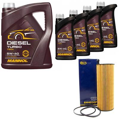 Motoröl Set MANNOL Diesel Turbo 5W40 9 Liter + Ölfilter für Audi A6 A8 2.7 3.0