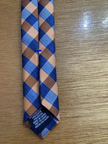 Nautica Mens Beautiful Orange And Blue Checked Tie. 100% Polyester NWOT - Picture 4 of 9