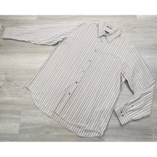 Eddie Bauer Mens Wrinkle Resistant Button Up Shirt XL Classic Fit Striped