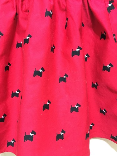 Red Skirt Girl’s Cotton Scottie Dog Puppy Scottish Terrier 10 / 12 Large Cotton - Picture 4 of 8