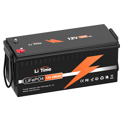 LiTime 12V 200Ah LiFePO4 Deep Cycle Lithium Battery for RV Marine Off-grid Solar