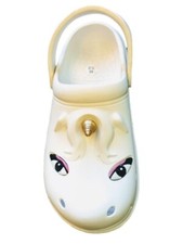 Kids Unicorn-Themed White Clogs Adjustable Strap - LG 3/4