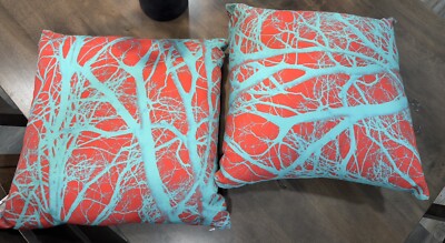 Artist Designed Spoonflower Peacoquette Design (2) Square Throw Pillows 18x18