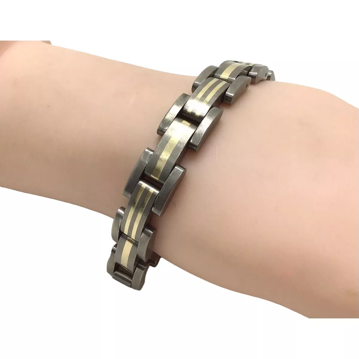 Stainless steel and 14k gold best sale bracelet