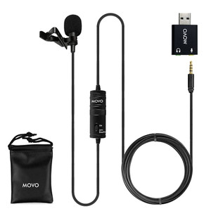 Movo Microphone universel Lavalier pour USB, Ordinateur portable, PC, Mac, Smartphone, Caméra
