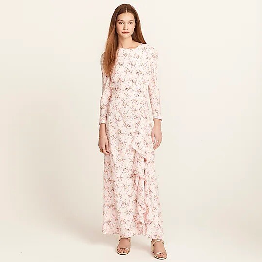 J.CREW Pale Pink Freesia Floral Print Ruffle Silk Midi Dress Sz 4 | eBay J.CREW Pale Pink Freesia Floral Print Ruffle Silk Midi Dress Sz 4 | eBay
