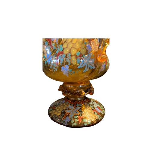 Spanish Art Glass Enameled Double Cruet Bottle Moser Type Early/mid 20th Century - Picture 6 of 9